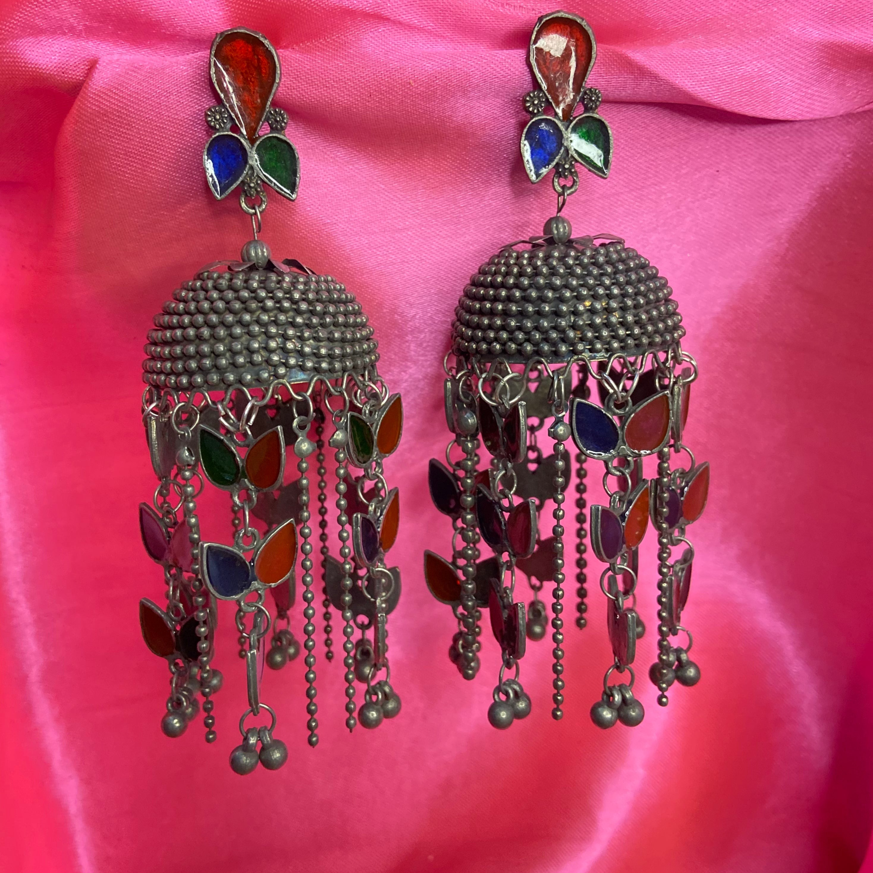 Navratna Oxidized Jhumka