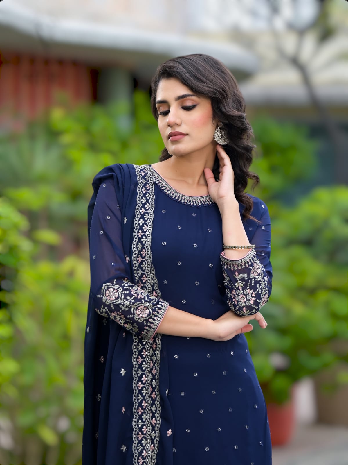 Garara Set With Heavy Embroidery Work - Royal Blue