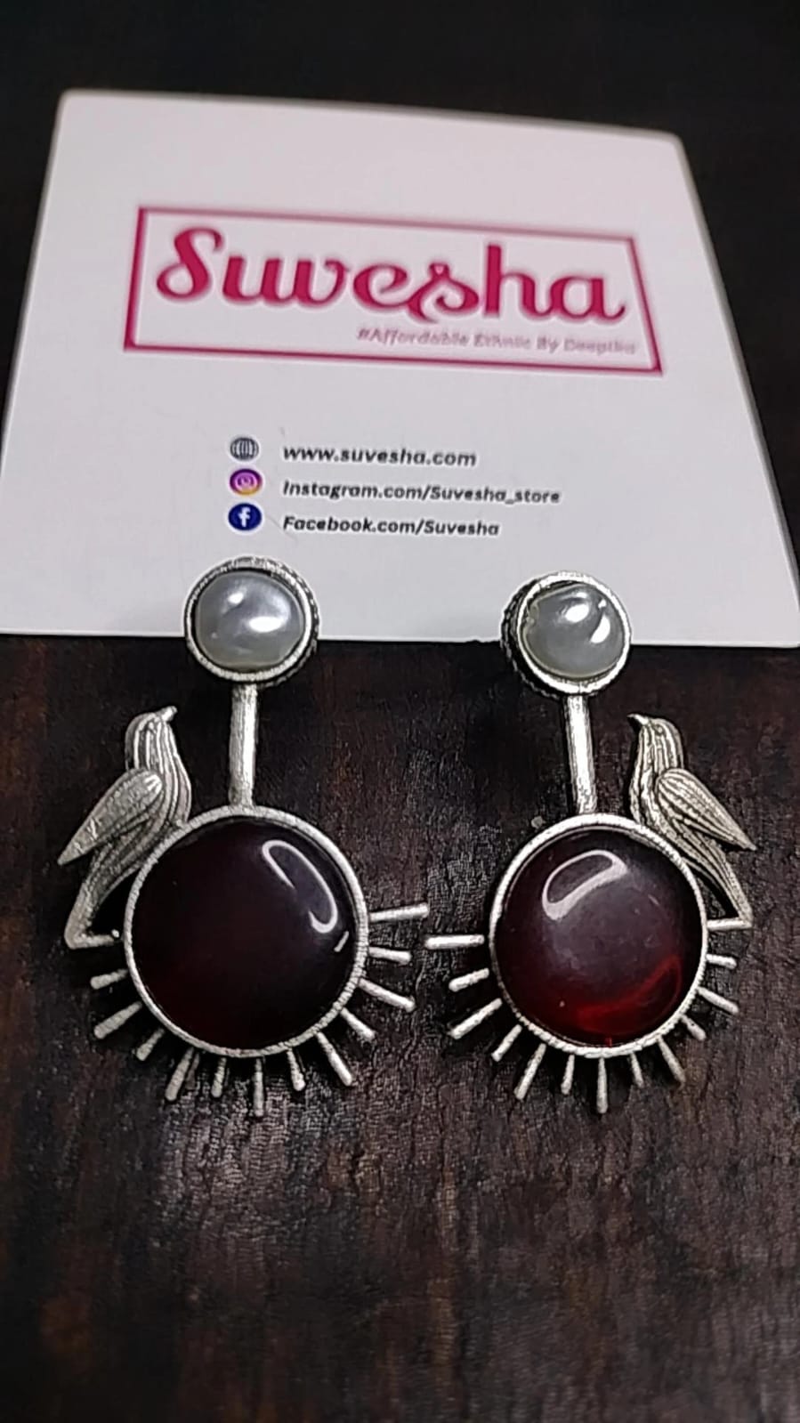 Silver Replica Monalisa Stone Earrings