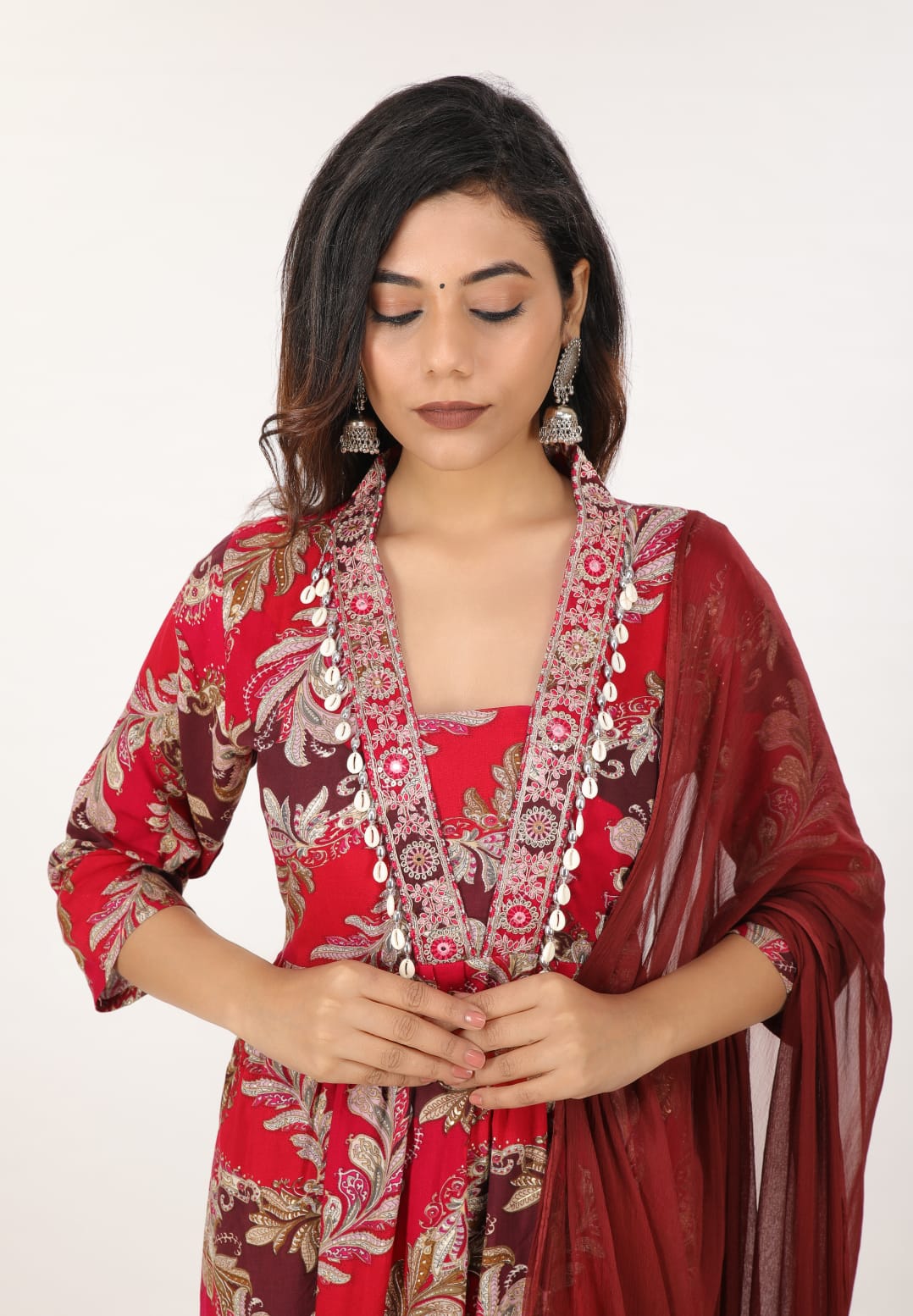 Nyra Cut Kurta Set - Cherry Red