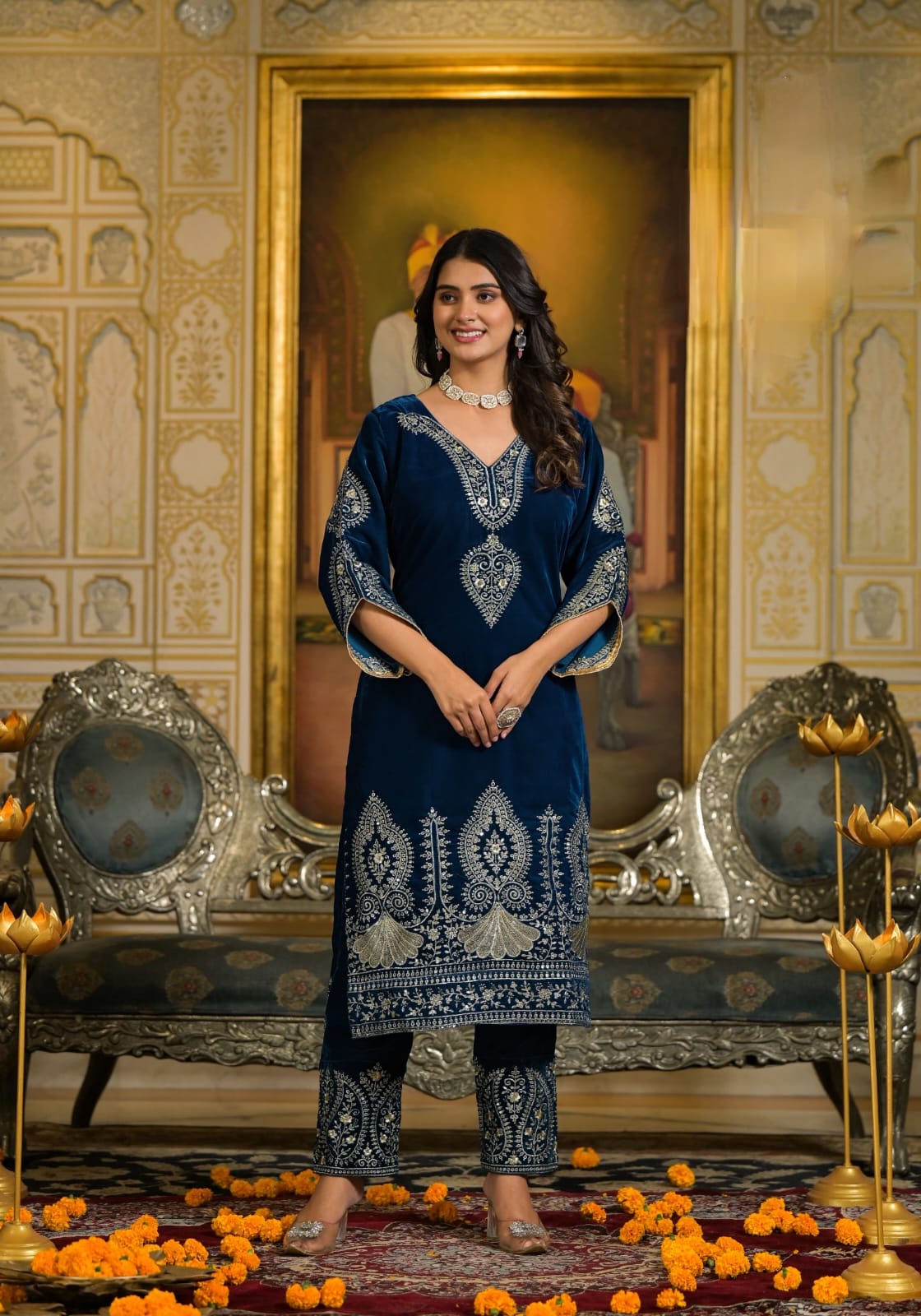 HEAVY VELVET SUIT SET WITH BEAUTIFUL EMBROIDERED SEQUENCES