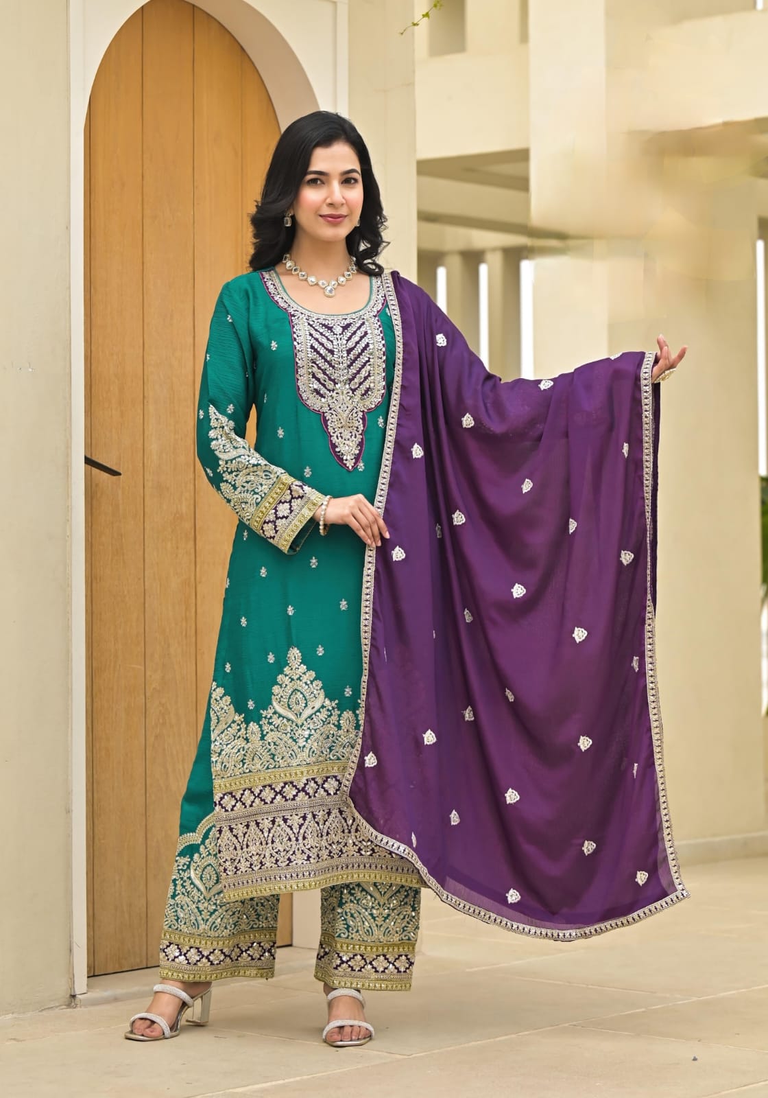 Plazzo Suit Set With Beautifully Heavy Embroidery