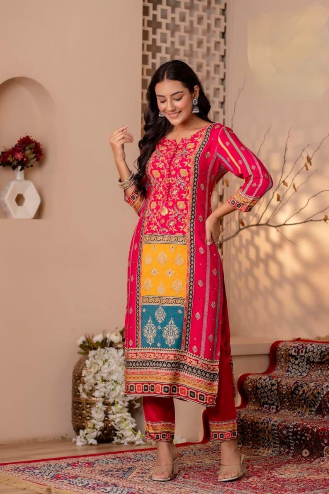 Pure Muslin Pakistani Pattern Suit Set With Sequence & Mirror Work