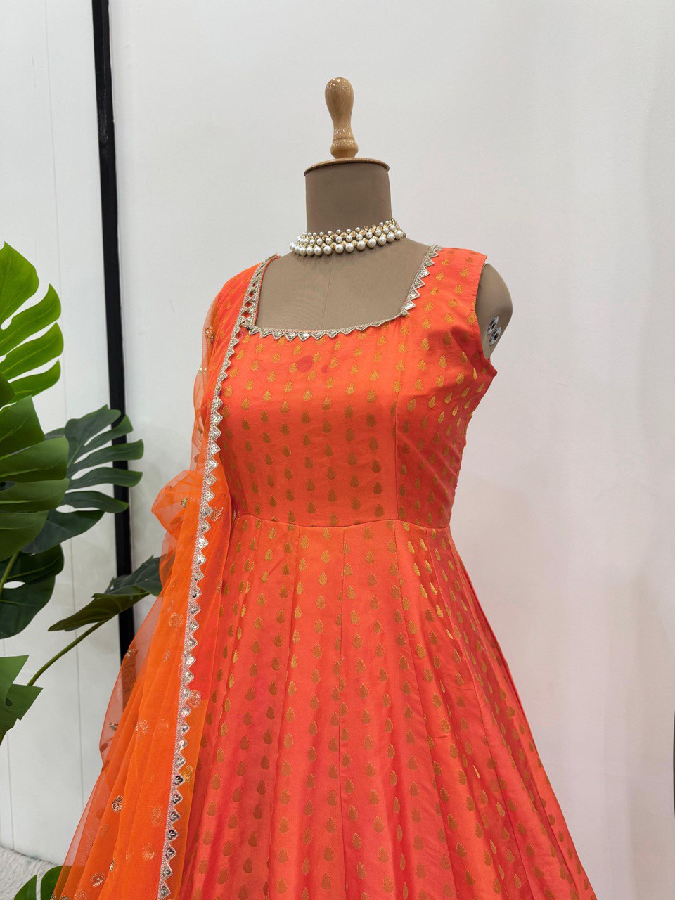 Suvesha Designer Anarkali Suit Set - Orange