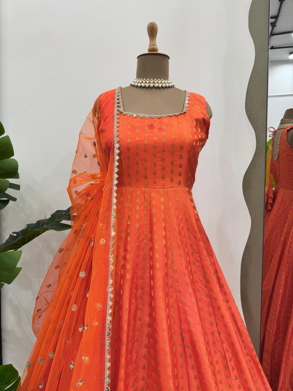 Suvesha Designer Anarkali Suit Set - Orange