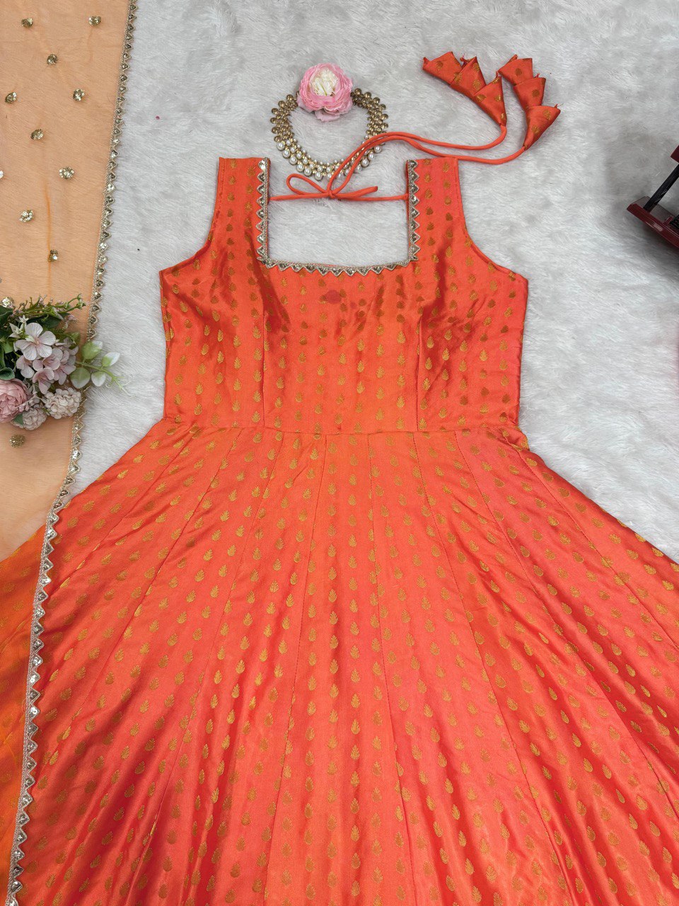 Suvesha Designer Anarkali Suit Set - Orange