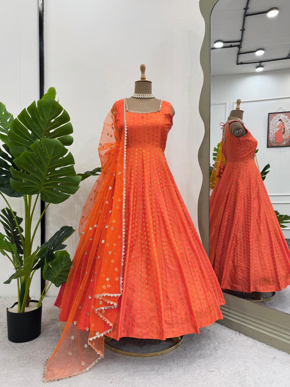 Suvesha Designer Anarkali Suit Set - Orange