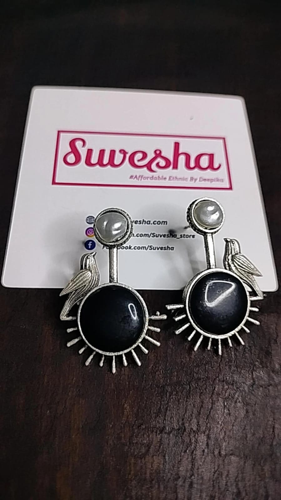 Silver Replica Monalisa Stone Earrings