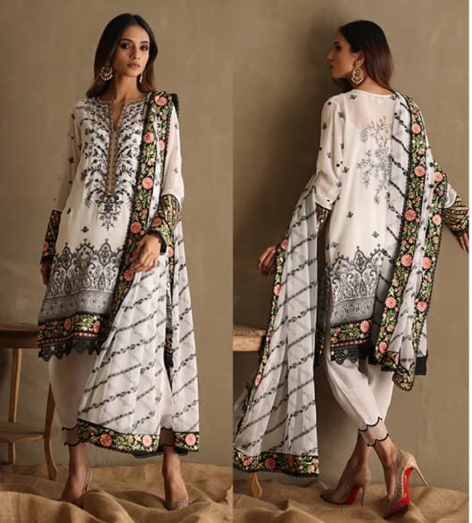 Muslin Elegant Embroidered Work With Digital Print Suit Set